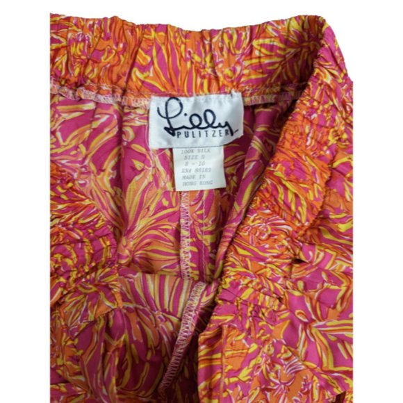 Lilly Pulitzer Vintage Orange and Pink Print Silk Pants S - Picture 4 of 8